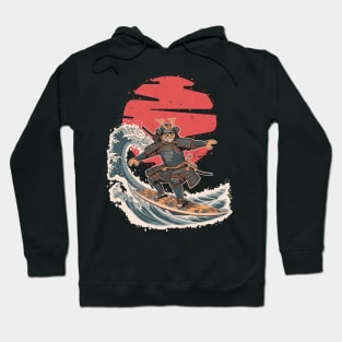 Samurai Cat Surfing Hoodie